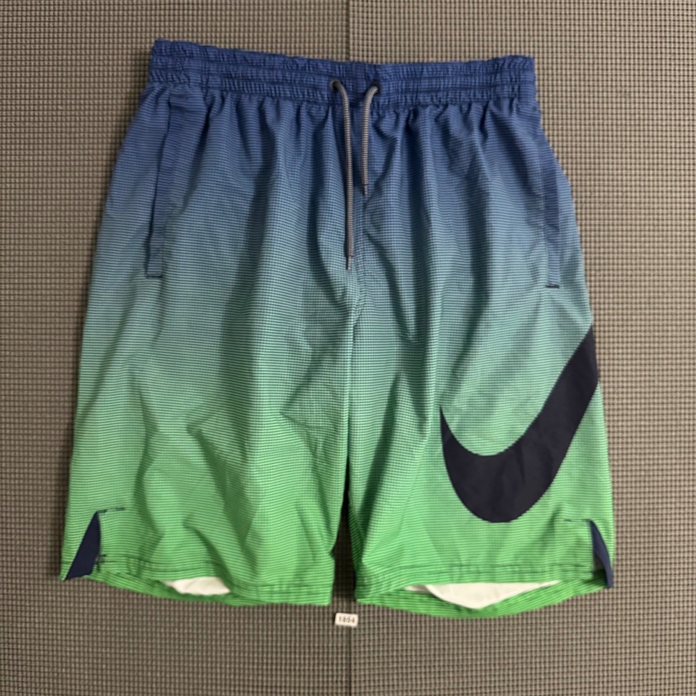 Nike Mens Ombre Swoosh Swim Trunk Shorts Blue Green Gradient Size M